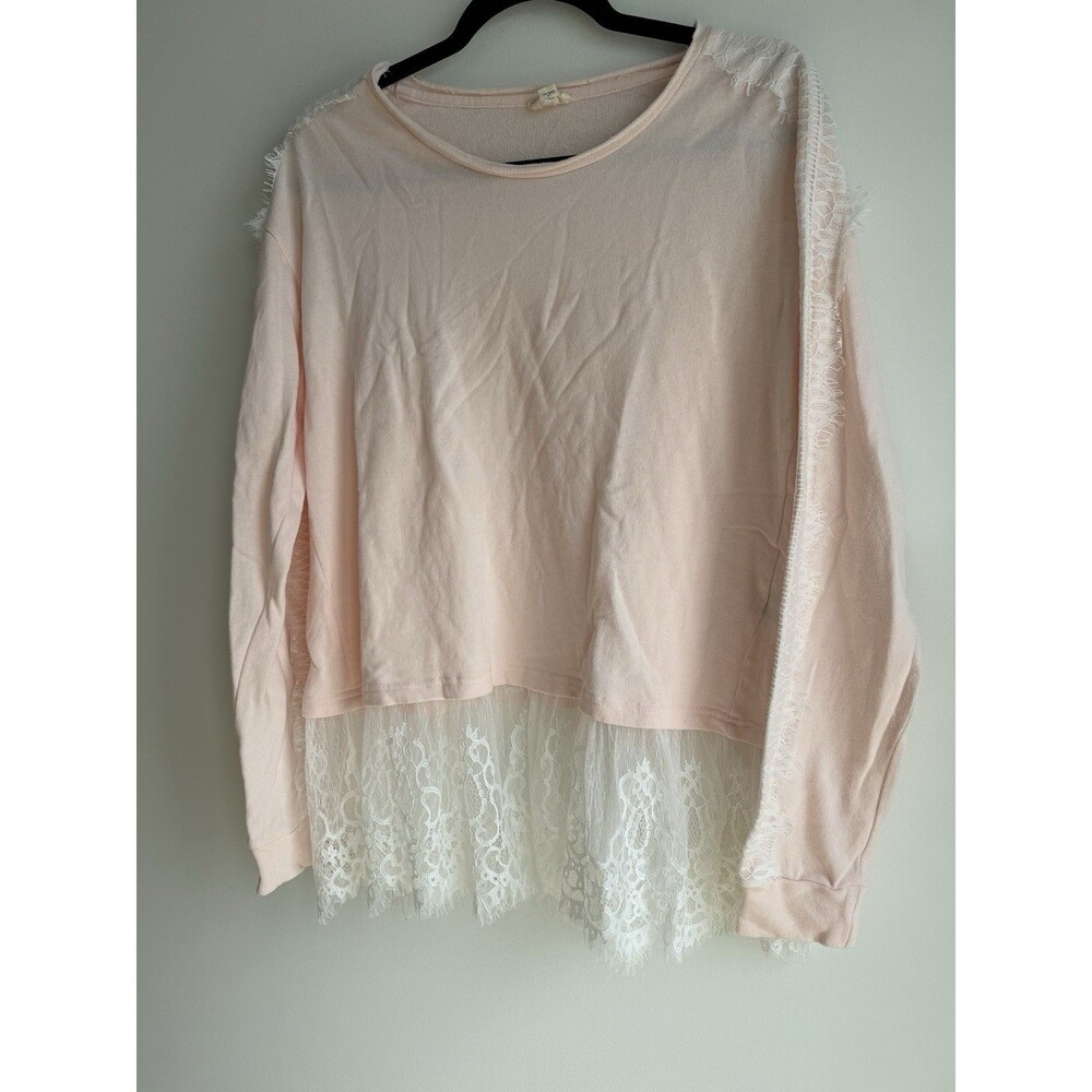 POL Sweatshirt With Lace Trim-pink-nwot-size Small-oversized
